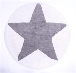 Bademåtte i grå rund med stjerne i Ø75 cm